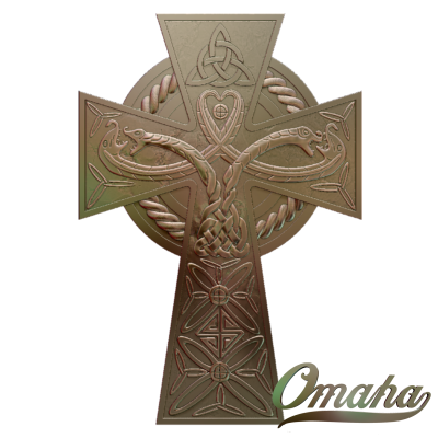 Custom derby cover design - cross with rope and snakes