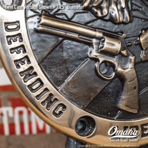 Second Amendment custom derby cover for harley-davidson with eagle and pistols design