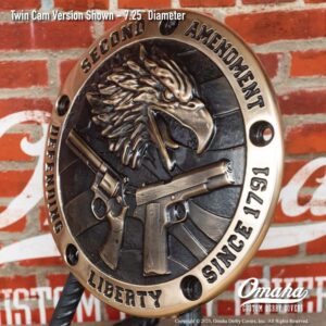 Second Amendment custom derby cover for harley-davidson with eagle and pistols design