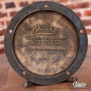 Custom derby cover for Harley Davidson with Marine Corps insignia, USMC lettering and 