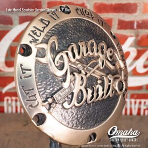 Custom Derby Cover for Harley-Davidson Sportster model with Garage Built Design