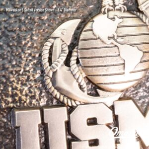 Custom derby cover for Harley-Davidson motorcycle with USMC design and Eagle-Globe-Anchor insignia