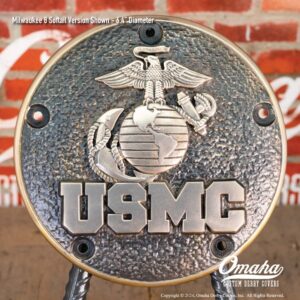 Custom derby cover for Harley-Davidson motorcycle with USMC design and Eagle-Globe-Anchor insignia
