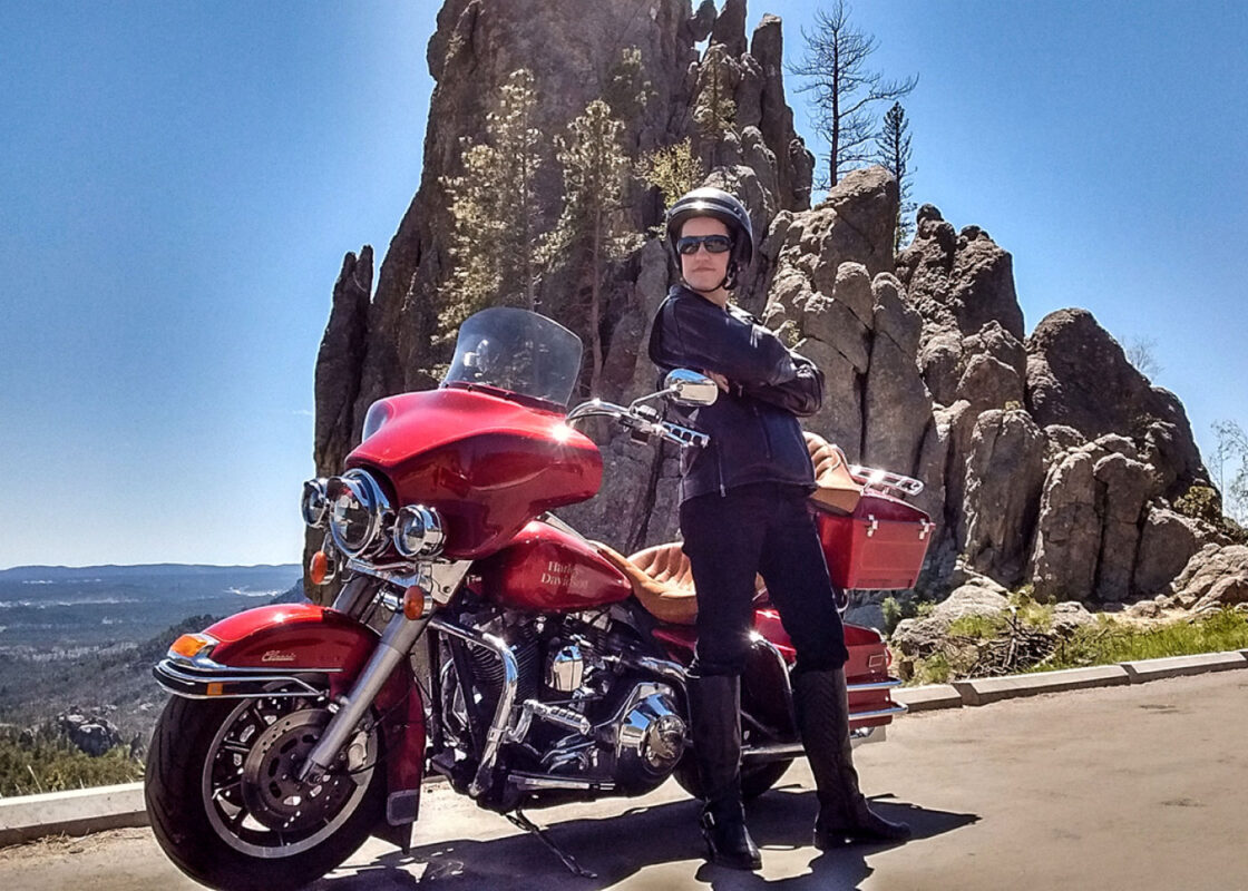 Harley Davidson Evo Electra Glide at Needles Highway in Black Hills South Dakota