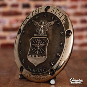 United States Air Force Harley Davidson Custom Derby Cover with original USAF logo cast in Bronze - Left View