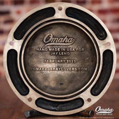 Custom derby cover for harley davidson with Death Proof design - Back View