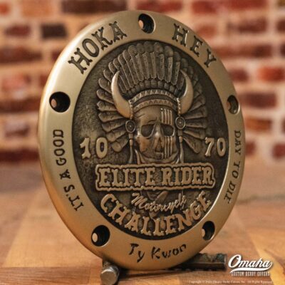 Hoka Hey motorcycle challenge custom derby cover for Harley Davidson - Right view