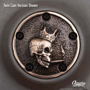 Custom timing cover for harley davidson Twin Cam motor with Skeleton King design