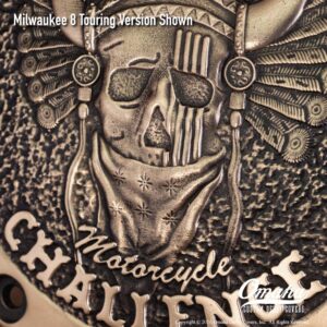 Hoka Hey Motorcycle Challenge Custom Derby Cover Hand Cast Bronze Catalog Version Detail View