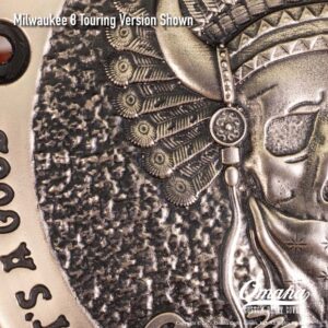 Hoka Hey Motorcycle Challenge Custom Derby Cover Hand Cast Bronze Catalog Version Detail View