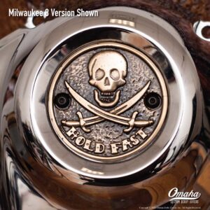 Custom timing cover for harley davidson Milwaukee 8 motor with Jolly Roger - Hold Fast design