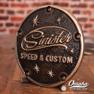 Custom derby cover for Harley davidson motorcycle