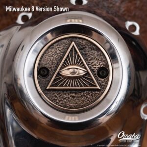 Custom timing cover for harley davidson Milwaukee 8 motor with Eye of Providence design