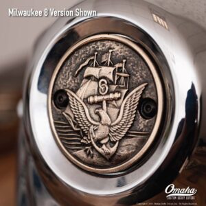 Custom timing cover for harley davidson Milwaukee 8 motor with United States Navy insignia design