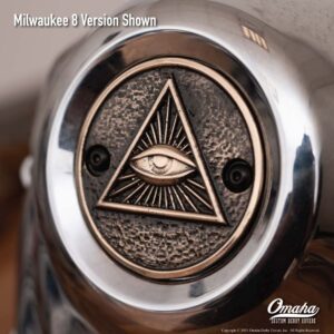 Custom timing cover for harley davidson Milwaukee 8 motor with Eye of Providence design