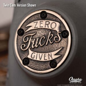 Custom timing cover for harley davidson twin cam motor with zero fucks given design