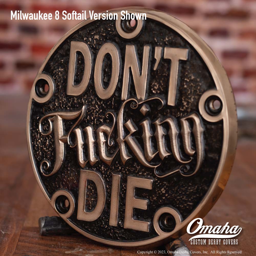 Harley-Davidson Custom derby cover with don't fucking die design