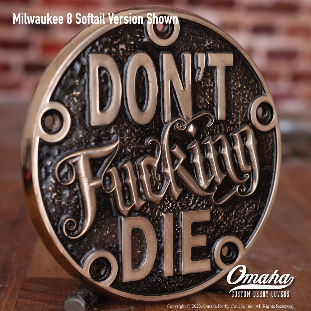 Harley-Davidson Custom derby cover with don't fucking die design