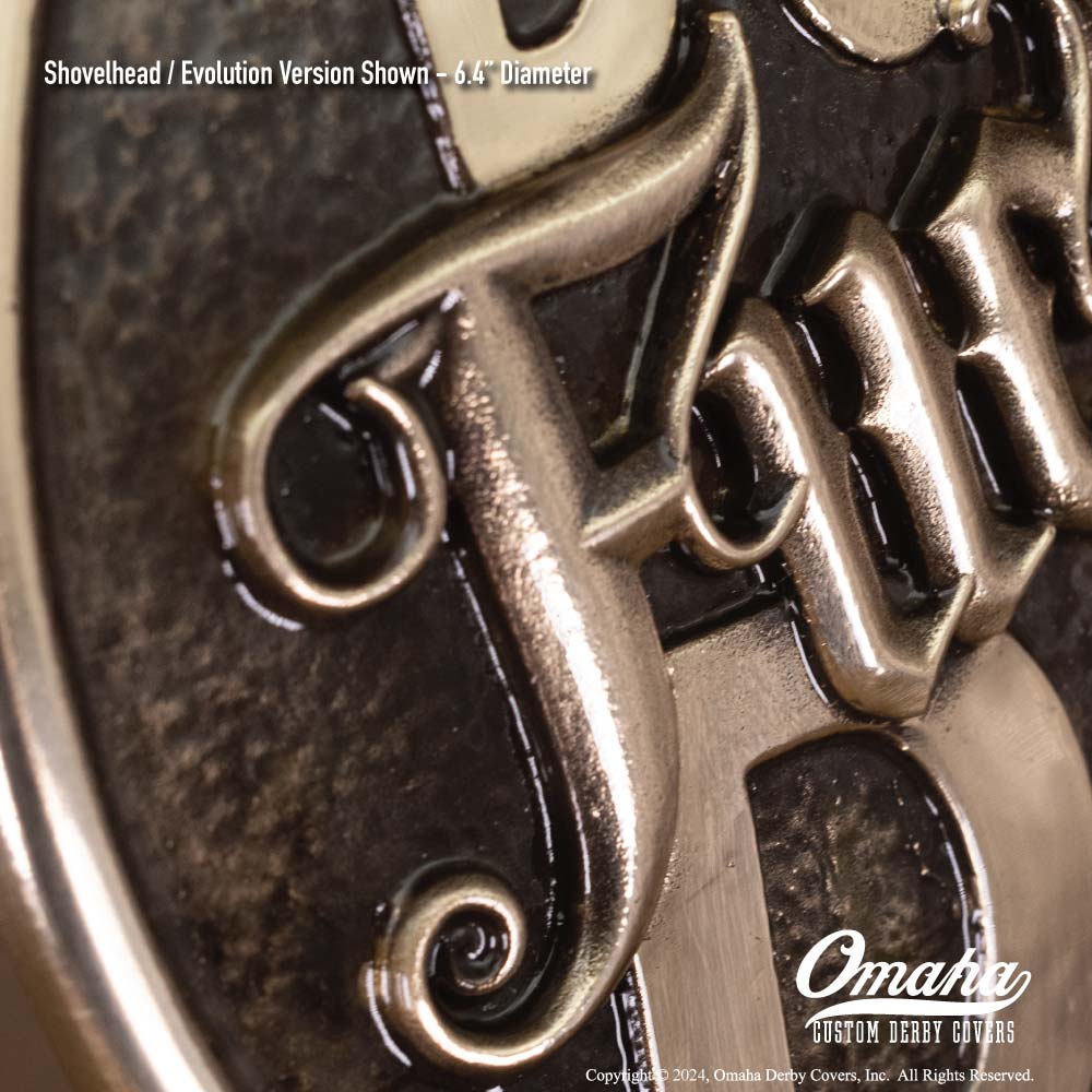 Custom derby cover for Harley-Davidson motorcycles with Don't Fucking Die sculpted lettering