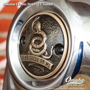 Custom bronze timing cover with Gadsden Flag - Dont Tread on Me sculpture for Harley-Davidson motorcycles with Milwaukee 8 motor