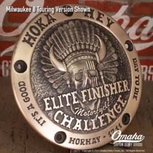 Hoka Hey Motorcycle Challenge Custom Derby Cover Hand Cast Bronze Personalized Version