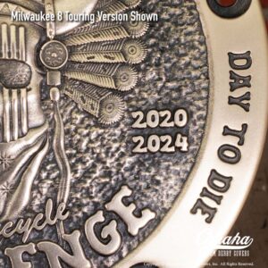 Hoka Hey Motorcycle Challenge Custom Derby Cover Hand Cast Bronze Personalized Version Detail view