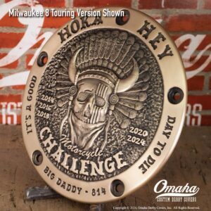 Hoka Hey Motorcycle Challenge Custom Derby Cover Hand Cast Bronze Personalized Version
