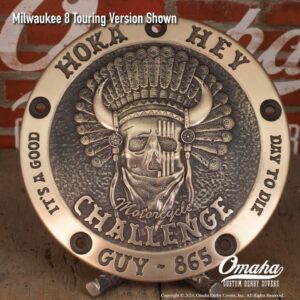 Hoka Hey Motorcycle Challenge Custom Derby Cover Hand Cast Bronze Personalized Version
