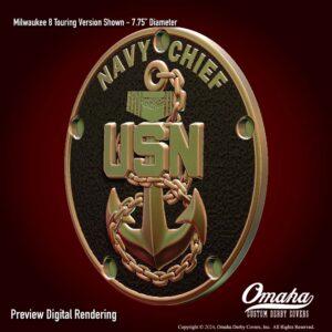 Preview digital rendering of US Navy Chief custom derby cover in cast bronze