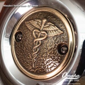 Custom timing cover for Harley-Davidson Milwaukee 8 engine - Caduceus design