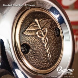 Custom timing cover for Harley-Davidson Milwaukee 8 engine - Caduceus design