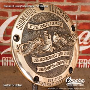 US Navy Submarine Veteran custom derby cover for Harley-Davidson motorcycles