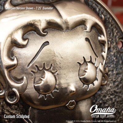 Betty Boop Custom Sculpted Bronze Derby Cover for Harley-Davidson Motorcycle