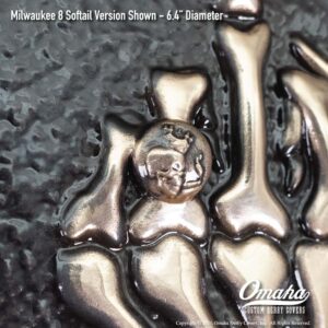 Custom derby cover for Harley-Davidson motorcycle with skeleton finger sculpted design