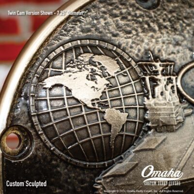 USS Enterprise Custom Sculpted Bronze Derby Cover for Harley-Davidson Motorcycle