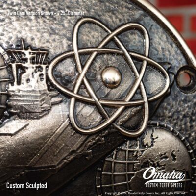 USS Enterprise Custom Sculpted Bronze Derby Cover for Harley-Davidson Motorcycle