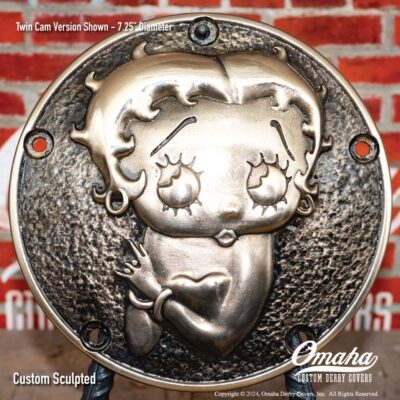 Betty Boop Custom Sculpted Bronze Derby Cover for Harley-Davidson Motorcycle