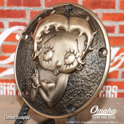 Betty Boop Custom Sculpted Bronze Derby Cover for Harley-Davidson Motorcycle