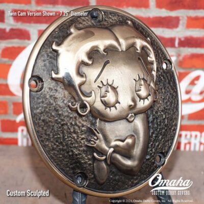 Betty Boop Custom Sculpted Bronze Derby Cover for Harley-Davidson Motorcycle