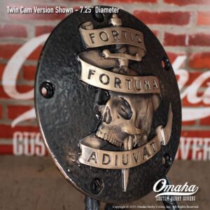 Fortis Fortuna Adiuvat Custom Derby Cover for Harley-Davidson Motorcycles