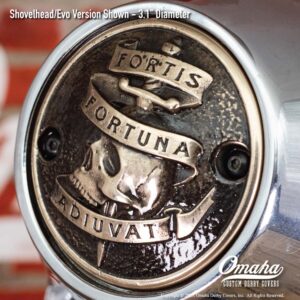 Fortis Fortuna Adiuvat custom timing cover for Harley-Davidson Shovelhead/Evo motorcycle