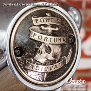 Fortis Fortuna Adiuvat custom timing cover for Harley-Davidson Shovelhead/Evo motorcycle
