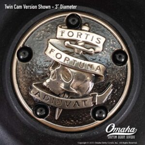 Fortis Fortuna Adiuvat custom timing cover for Harley-Davidson Twin Cam motorcycle