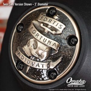 Fortis Fortuna Adiuvat custom timing cover for Harley-Davidson Twin Cam motorcycle