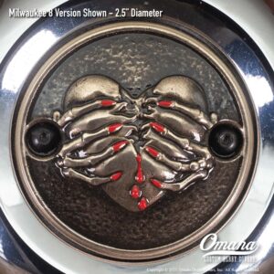 Custom timing cover for Harley-Davidson motorcycle with Broken Heart design