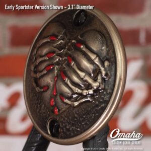 Custom timing cover for Harley-Davidson motorcycle with Broken Heart design