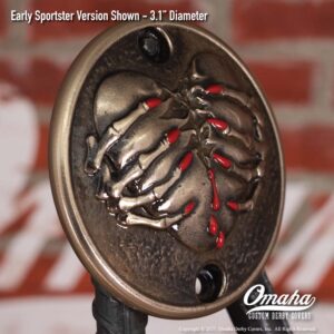 Custom timing cover for Harley-Davidson motorcycle with Broken Heart design