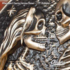 Custom derby cover for Harley-Davidson motorcycles with 