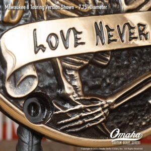 Custom derby cover for Harley-Davidson motorcycles with 