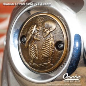 Custom bronze timing cover with Love Never Dies sculpture for Harley-Davidson motorcycles with Milwaukee 8 motor